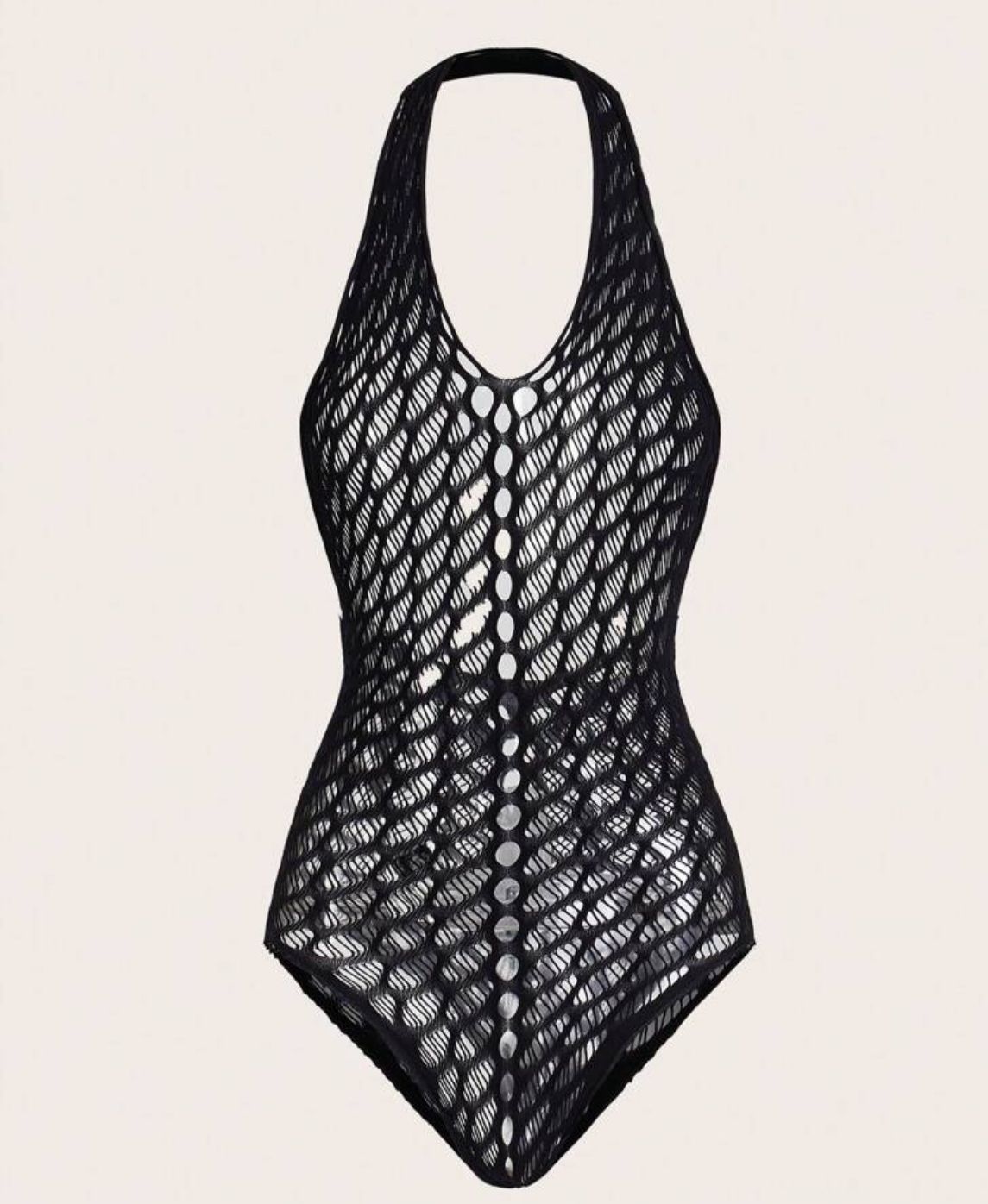 Black Halter Fishnet Bodysuit